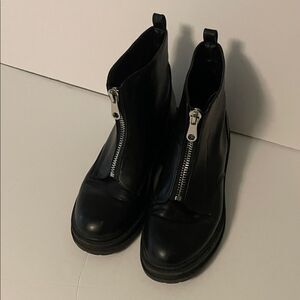 Indigo Sleek Black Ankle Booties with Zipper